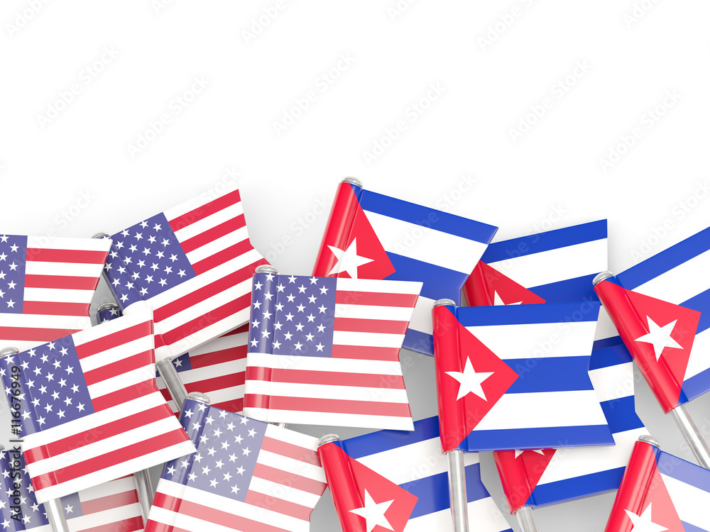 Obraz premium Flags of USA and Cuba isolated on white