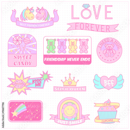 sweet pastel color girly badge collection © faitotoro