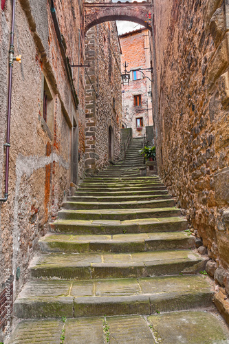 old alley in the village Anghiari, Arezzo, Tuscany, Italy