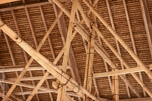 Indonesian bamboo roof construction