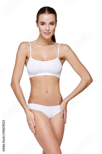 Sexy young girl in white lingerie