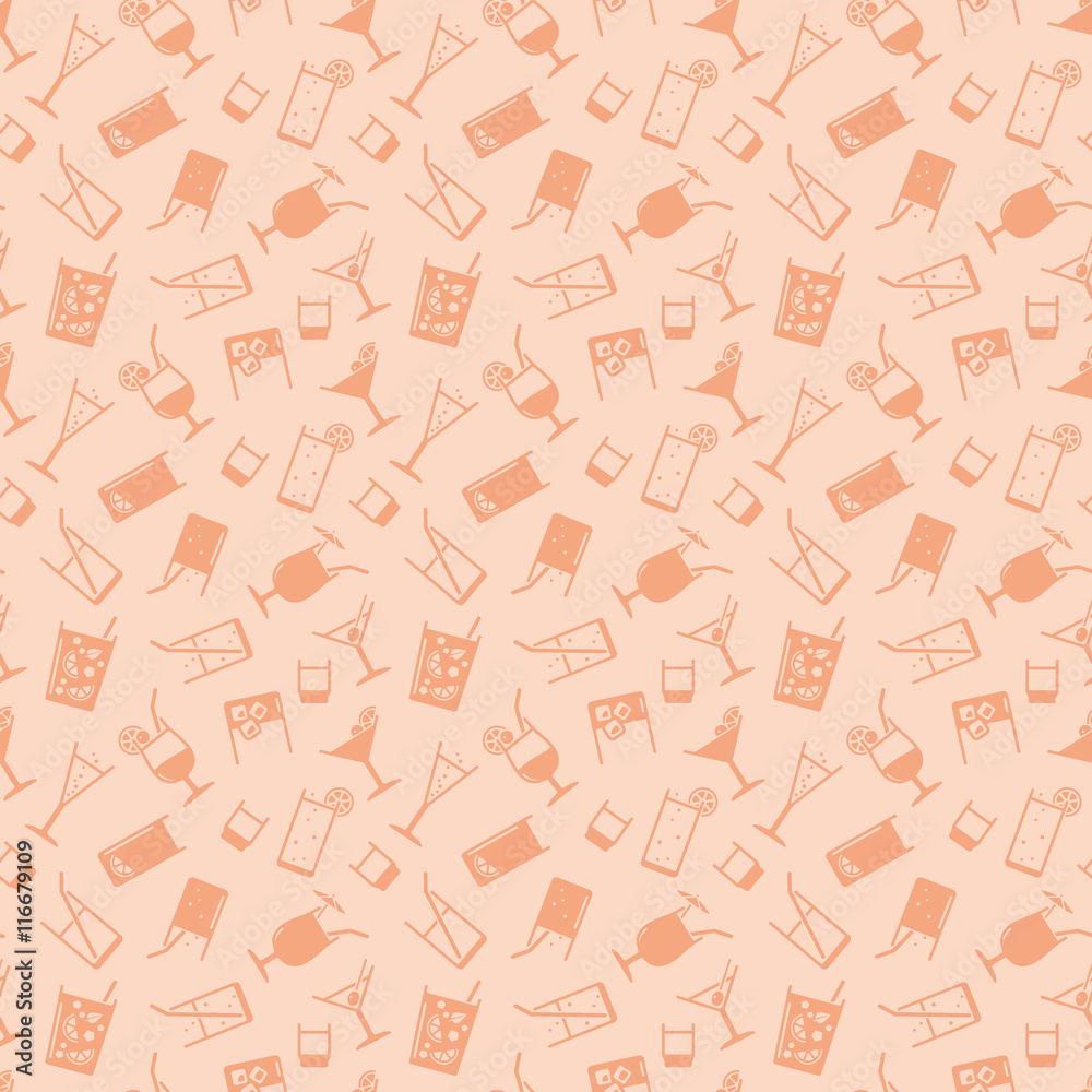 Drinks and beverages seamless background pattern Drinks and beverages seamless background pattern