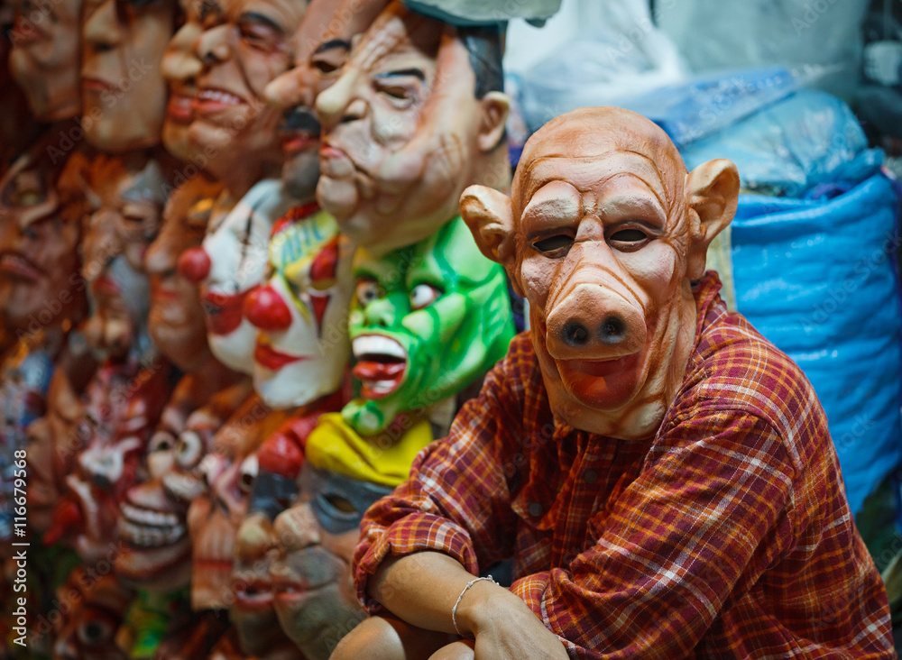 Seller latex masks for Halloween on open market