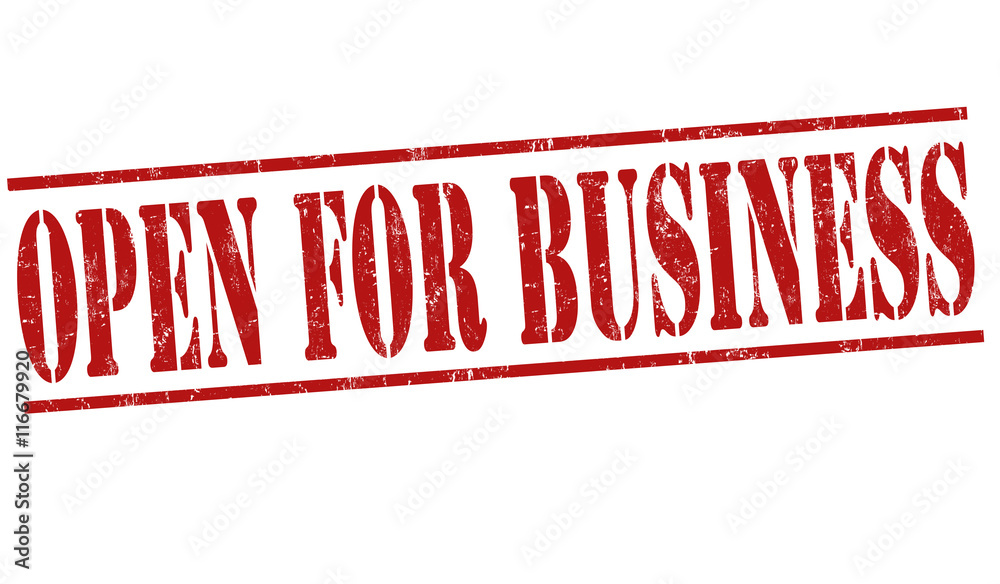 Open for business stamp
