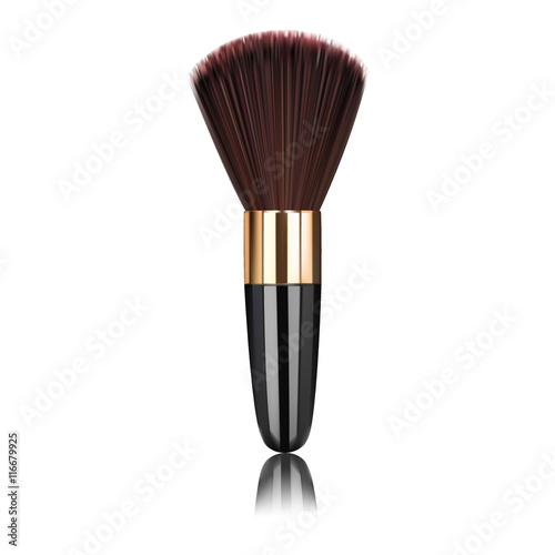 Makeup Brushes with reflection on isolated white background