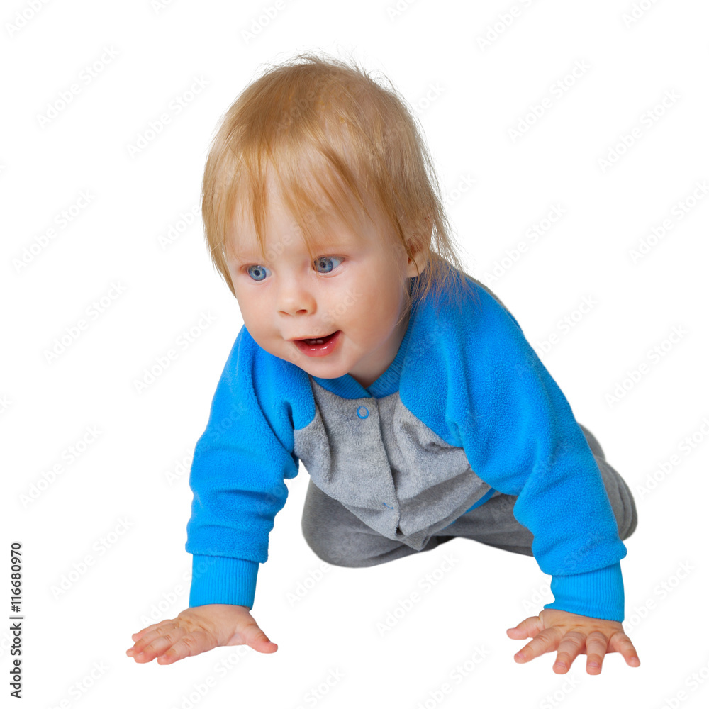 Inquisitive child crawling on the floor Inquisitive child crawling on the floor