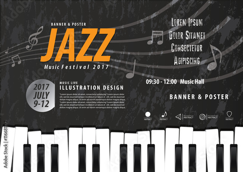 Keyboard, Musical instrument design realistic style and A4 poste