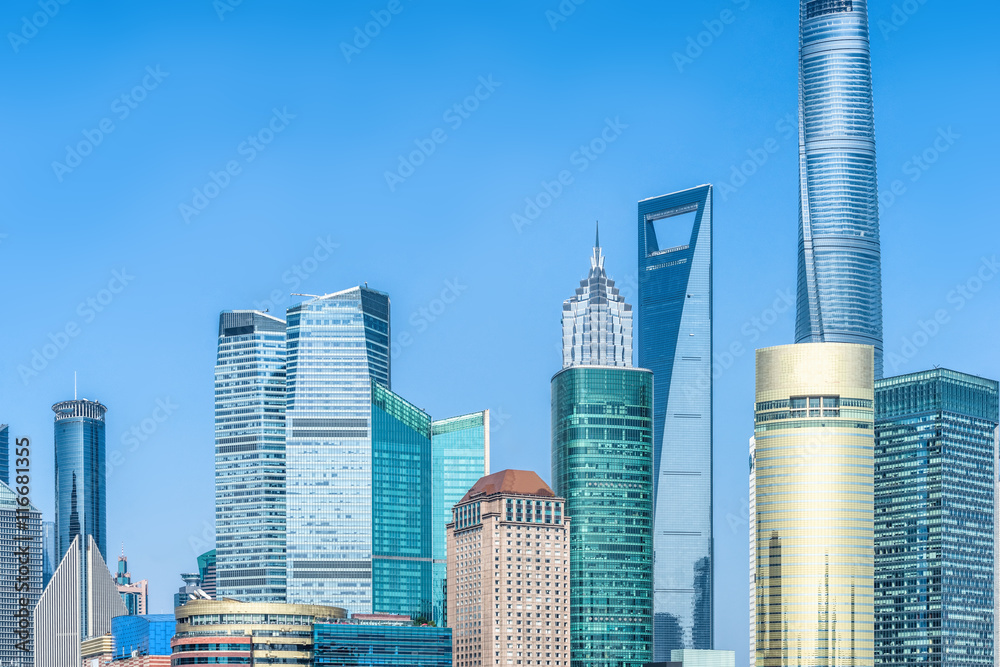 Naklejka premium financial district in shanghai,china.