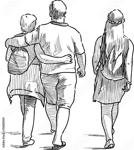 family on a stroll