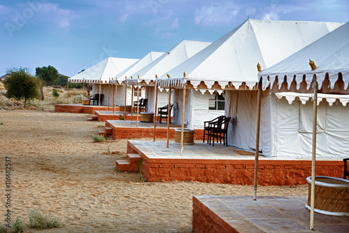Tents in the Indian desert - tourist camp