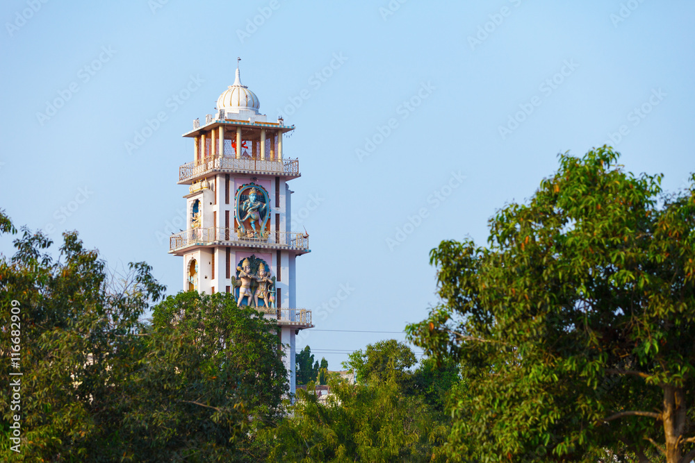 Old tower in the town of Pushkar, India, Rajasthan