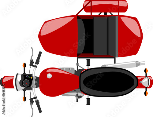 classic side car motorcycle isolated top view