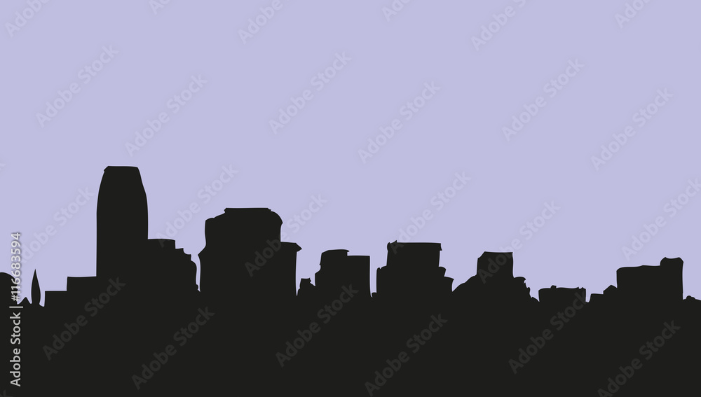 Panoramic city view. Vector sketch