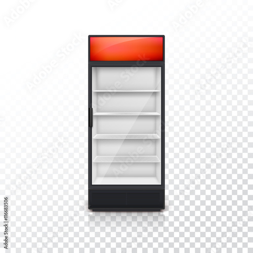 Fridge drink with glass door.
