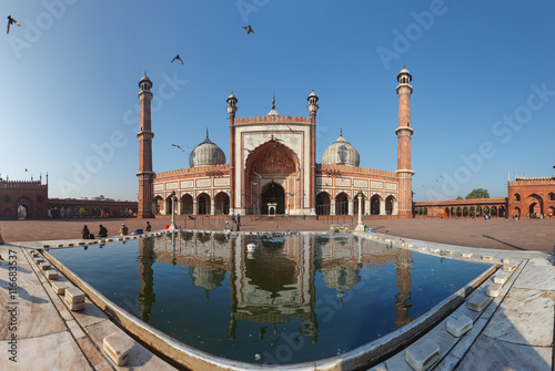 Indian landmark - Jama Masjid mosque in Delhi. Panorama