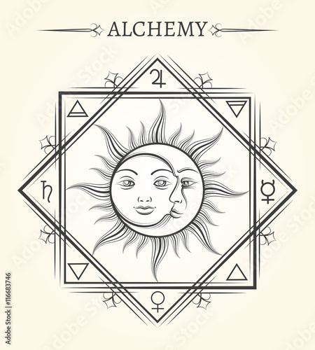 Sun and moon astrology mystical celestial bodies vector symbol