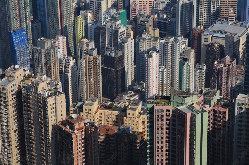 Fototapeta Dense populated city Hong Kong