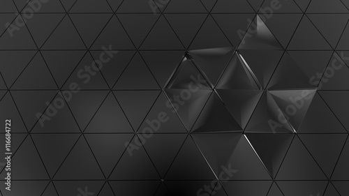 Fototapeta Naklejka Na Ścianę i Meble -  Black Metal Triangles. 3D illustration.