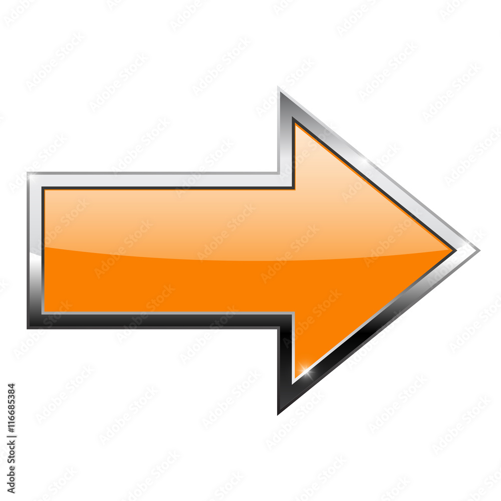 Orange arrow with chrome frame. Right Orange arrow with chrome frame. Right