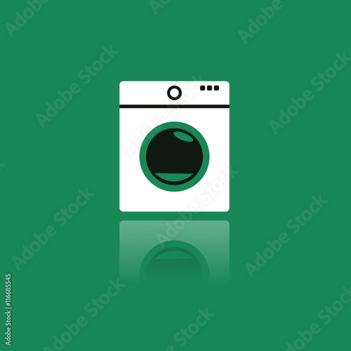 Icono de una lavadora sobre fondo verde