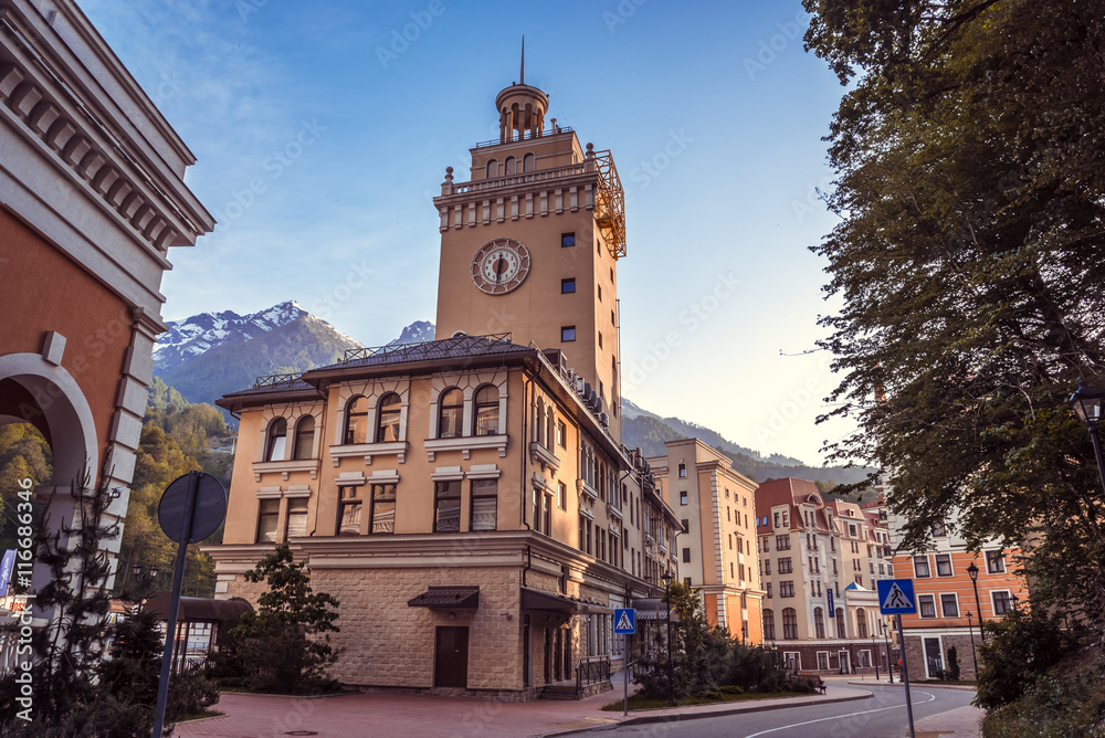 Naklejka premium Rosa Khutor. Krasnaya Polyana. Sochi.