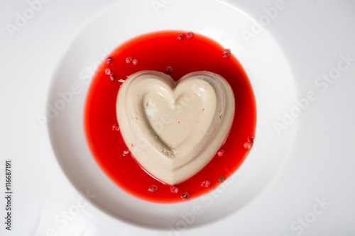 Heart shaped pate with cranberry sauce