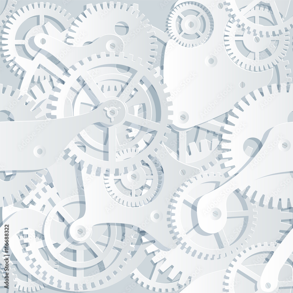 Seamless paper cut pattern of cogwheels. Seamless paper cut pattern of cogwheels.