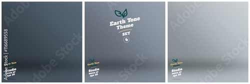 Vector,set of Empty earth tone blue color lighting studio room b