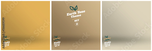 Vector,set of Empty earth tone yellow color lighting studio room