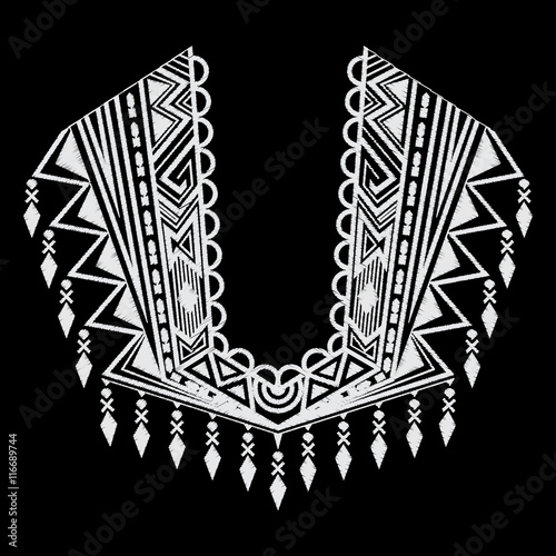 Ethnic neck line embroidery, graphic designs for fashion and oth