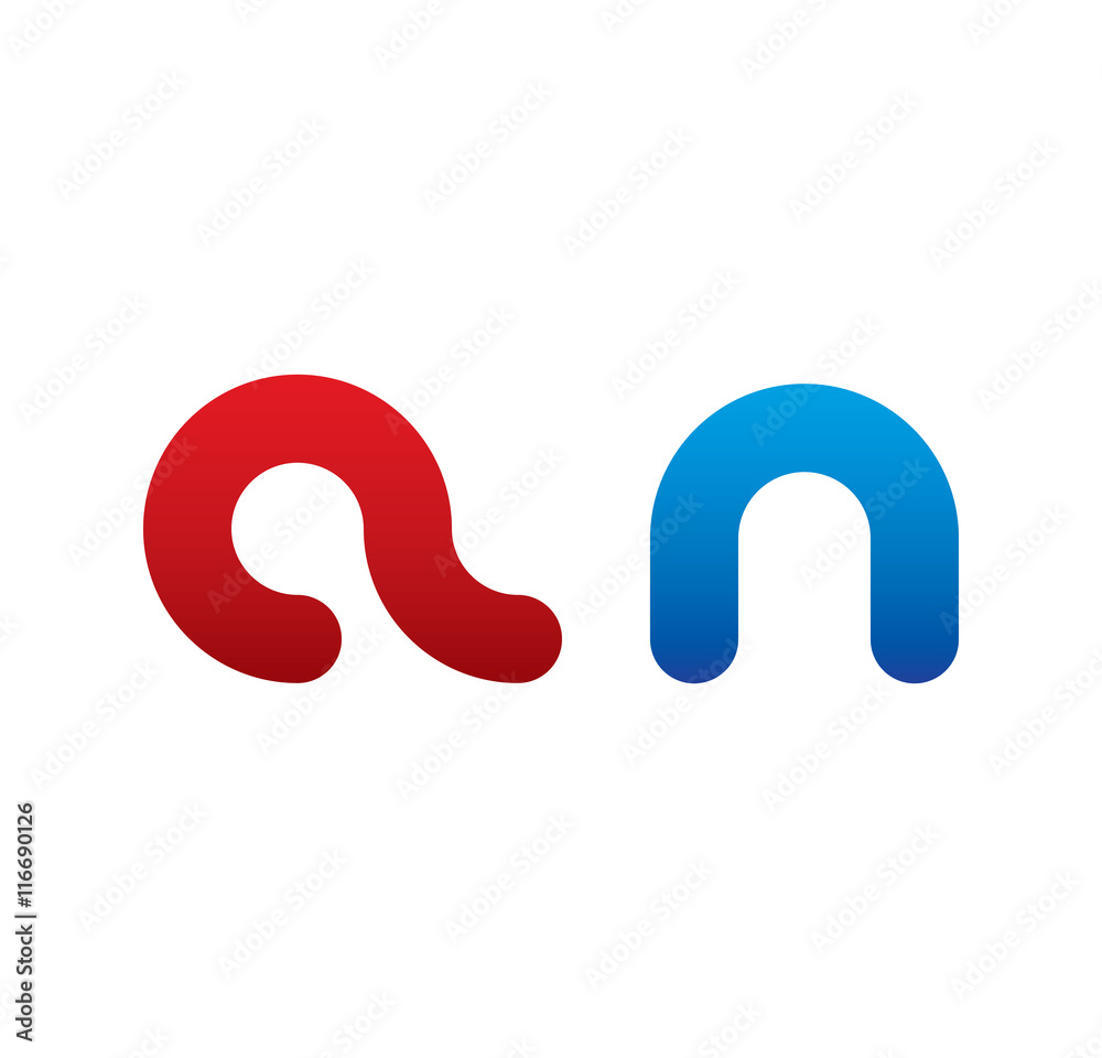 an logo initial blue and red an logo initial blue and red