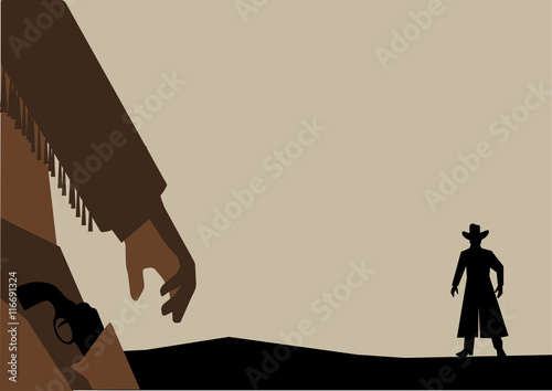 Vector illustration of Old West Gunfight or Duel