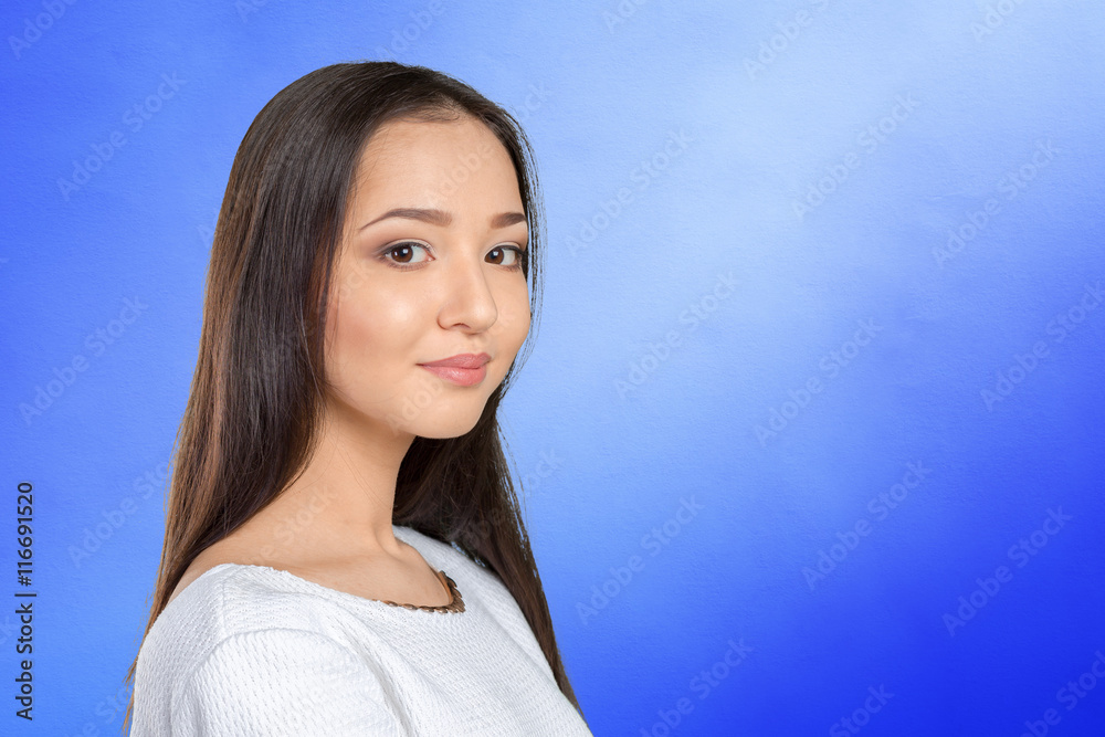 Casual mixed-race Asian Caucasian woman smiling looking happy Casual mixed-race Asian Caucasian woman smiling looking happy