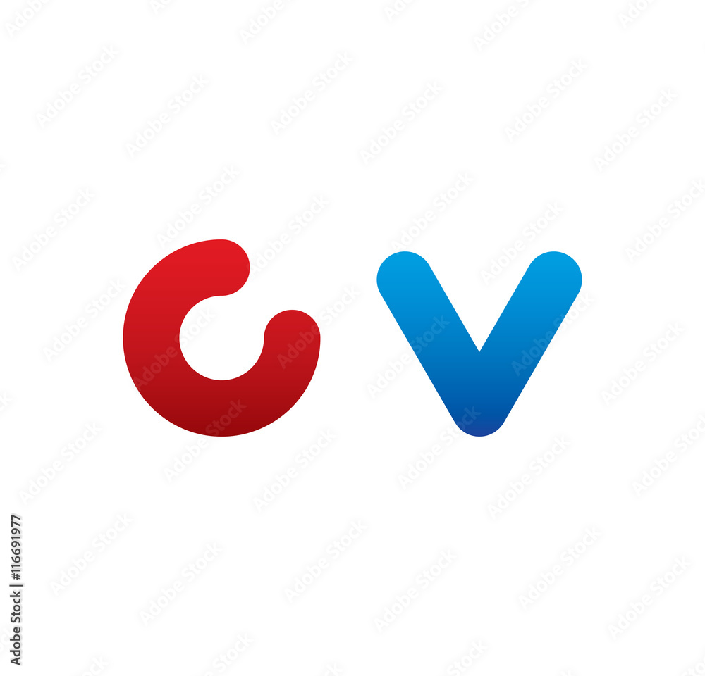 cv logo initial blue and red cv logo initial blue and red