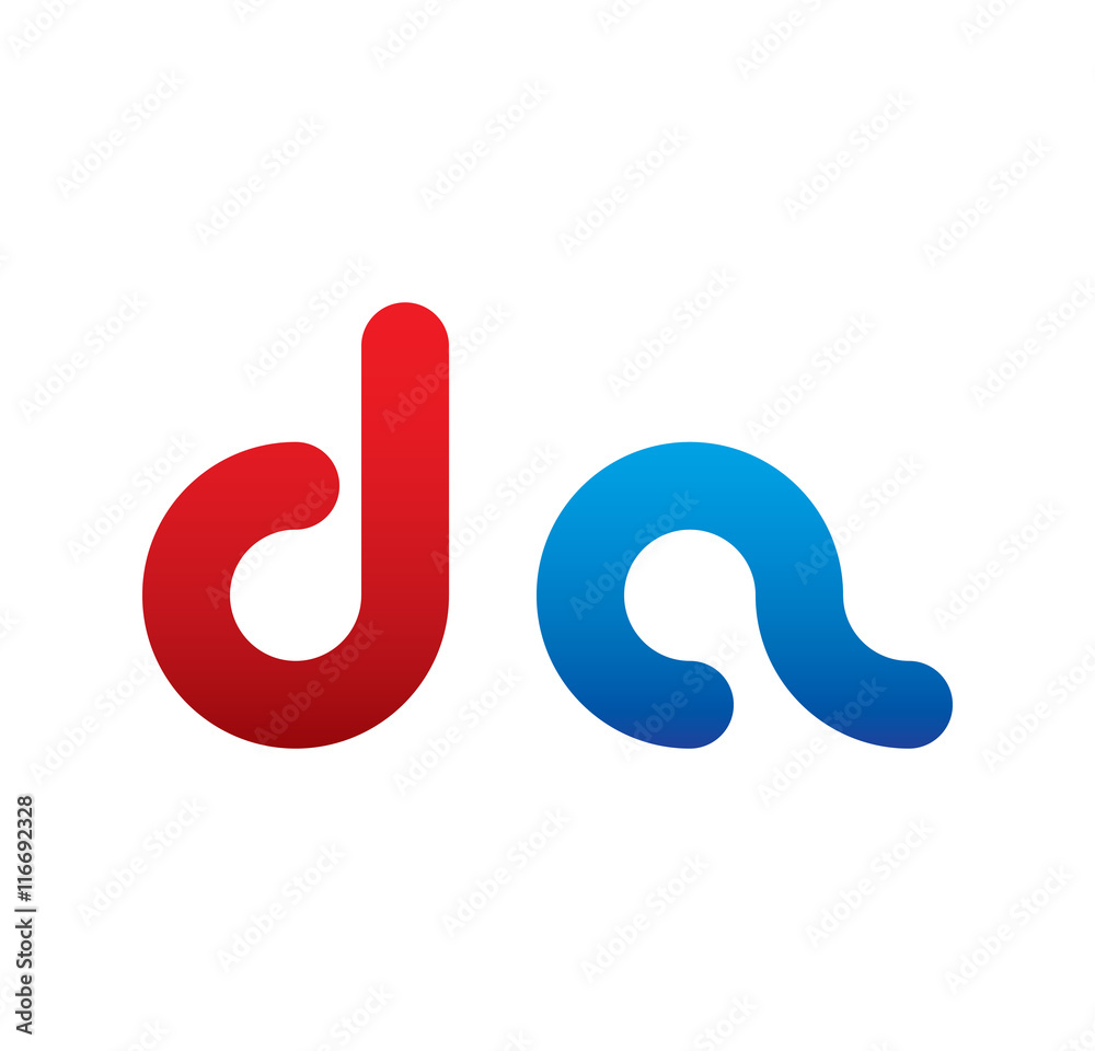 da logo initial blue and red