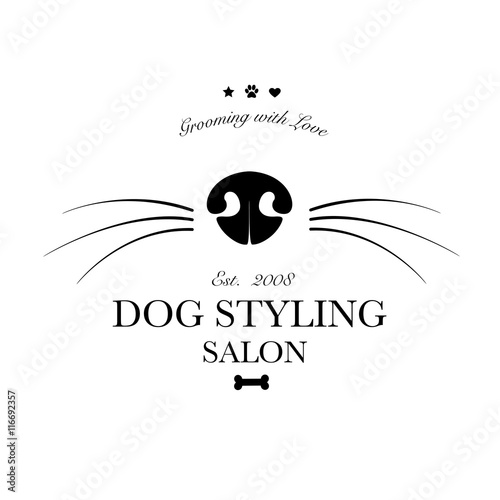 Logo for dog hair salon, dog styling and grooming shop, store for pets. Vector illustration