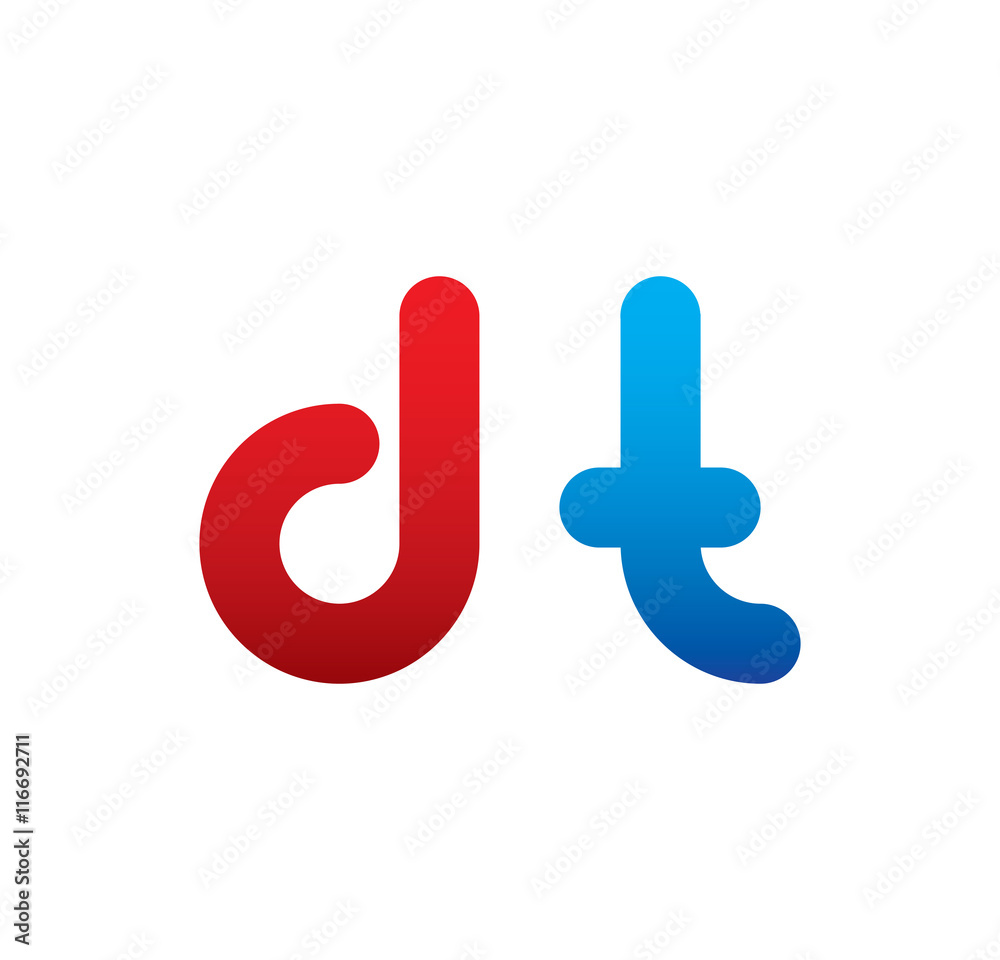 dt logo initial blue and red