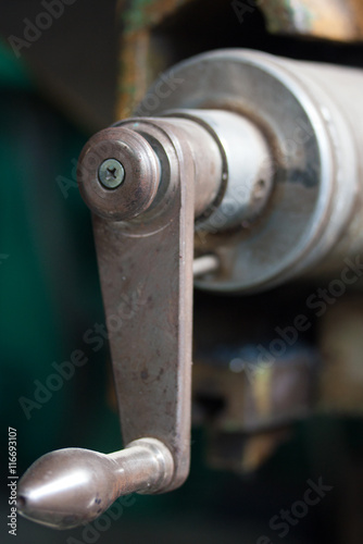 the lever to control the machine