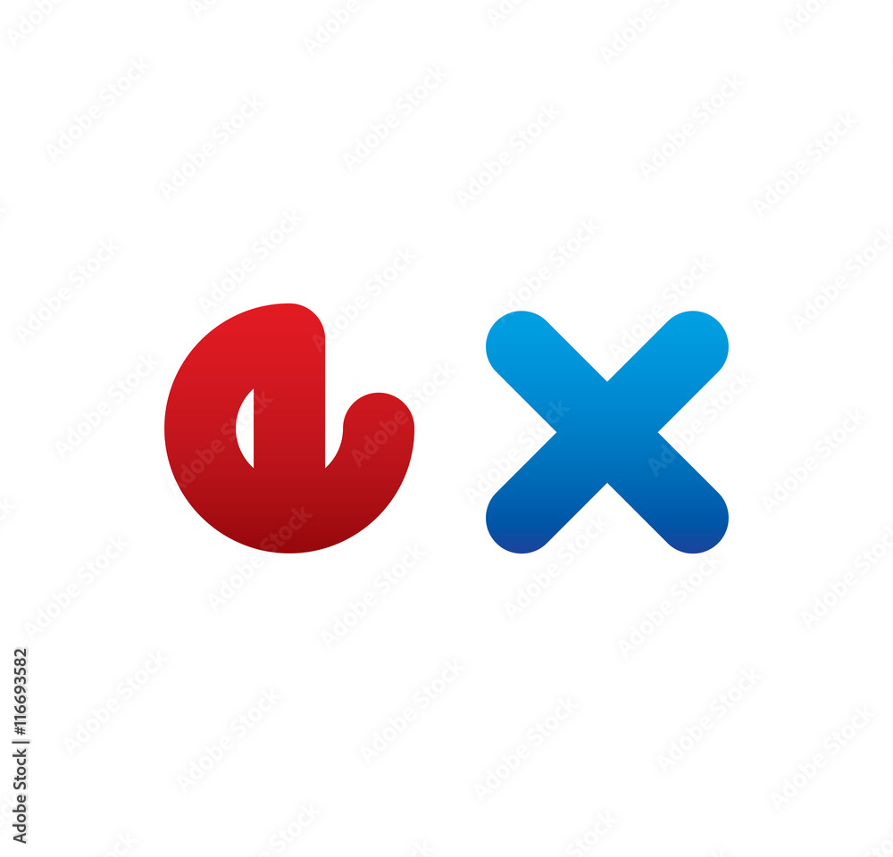 ex logo initial blue and red