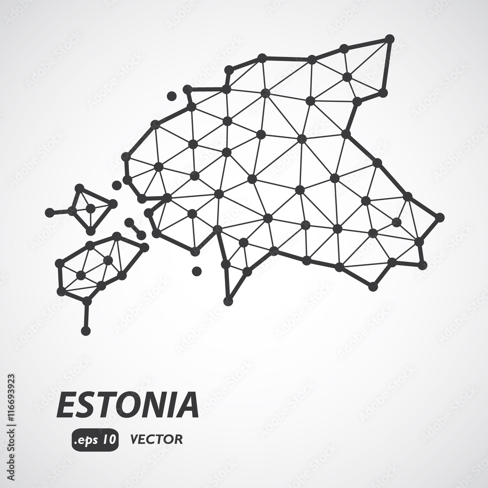 Vector polygonal Estonia map. Gray map of country in low poly style. EPS Illustration in geometric style for your infographics Vector polygonal Estonia map. Gray map of country in low poly style. EPS Illustration in geometric style for your infographics