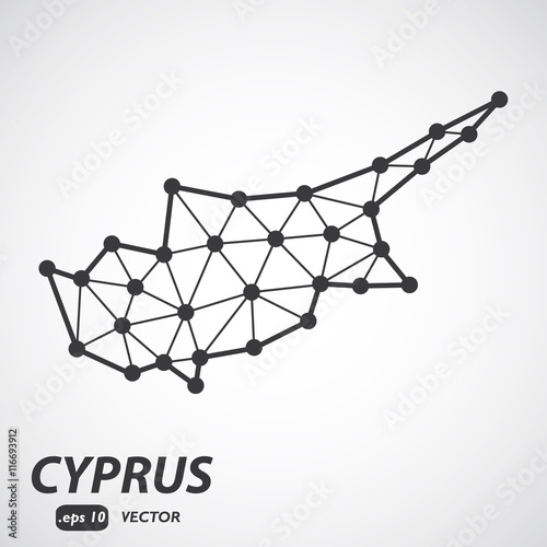 Vector polygonal Cyprus map. Gray map of country in low poly style. EPS Illustration in geometric style for your infographics