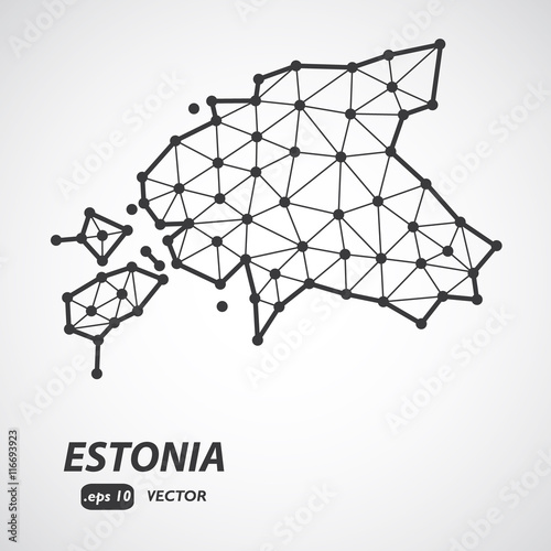 Vector polygonal Estonia map. Gray map of country in low poly style. EPS Illustration in geometric style for your infographics