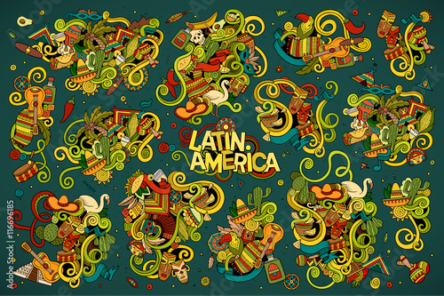 Sketchy vector hand drawn Doodle Latin American objects