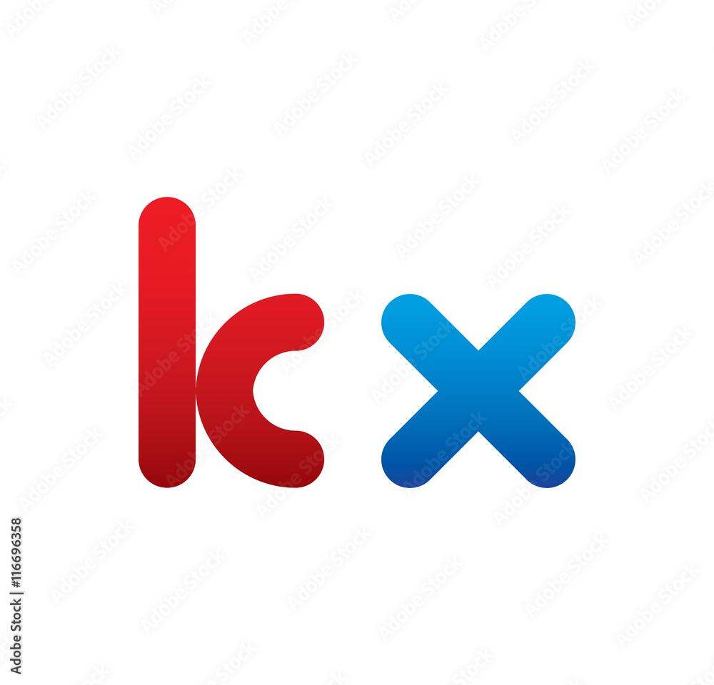 Fototapeta premium kx logo initial blue and red