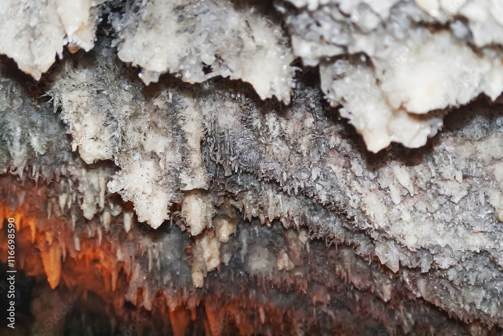 Bellamar caves (Cuevas de Bellamar), Cuba. Underground geological landmark with different types of stalactites and stalagmites. Bellamar caves (Cuevas de Bellamar), Cuba. Underground geological landmark with different types of stalactites and stalagmites.