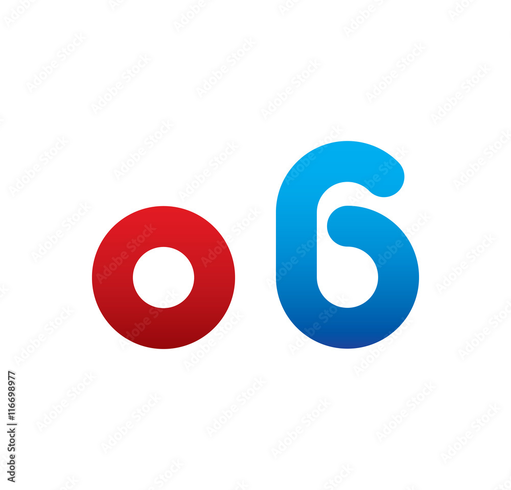 o6 logo initial blue and red o6 logo initial blue and red