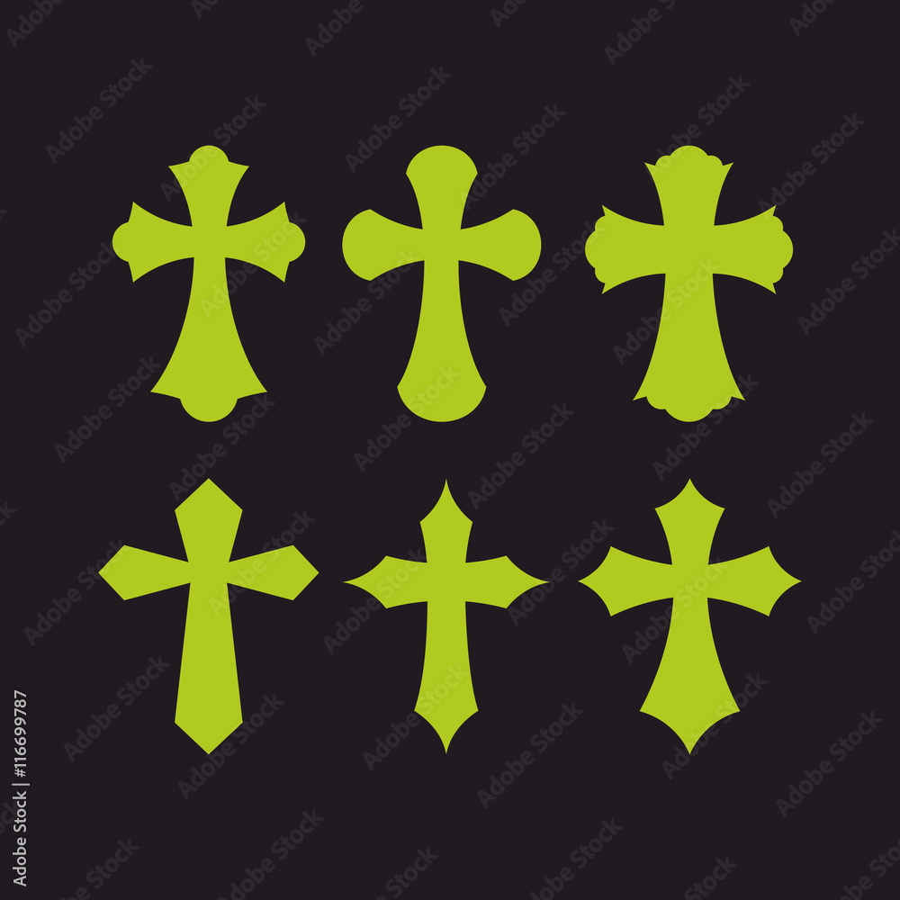 Set of crosses. Christian symbols. Religious signs.