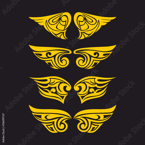 Gothic and tattoo marks. Christian symbols. The wings of the Holy Spirit.
