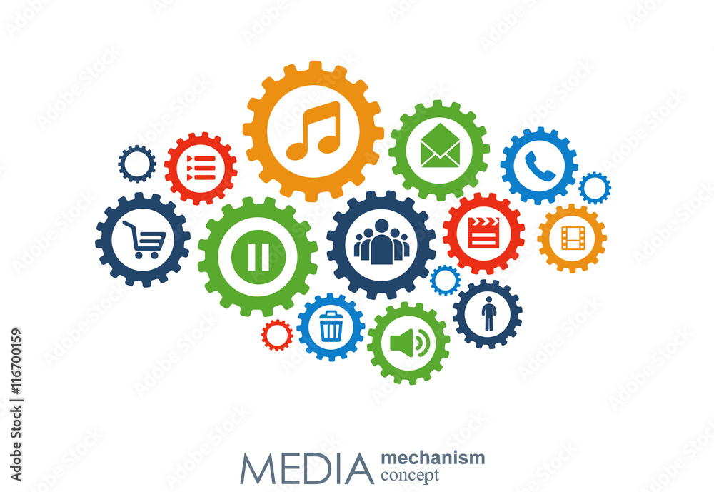 Media mechanism concept. Growth abstract background with integrated meta balls, integrated icon for digital, strategy, internet, network, connect, communicate, technology, global concepts. Media mechanism concept. Growth abstract background with integrated meta balls, integrated icon for digital, strategy, internet, network, connect, communicate, technology, global concepts.