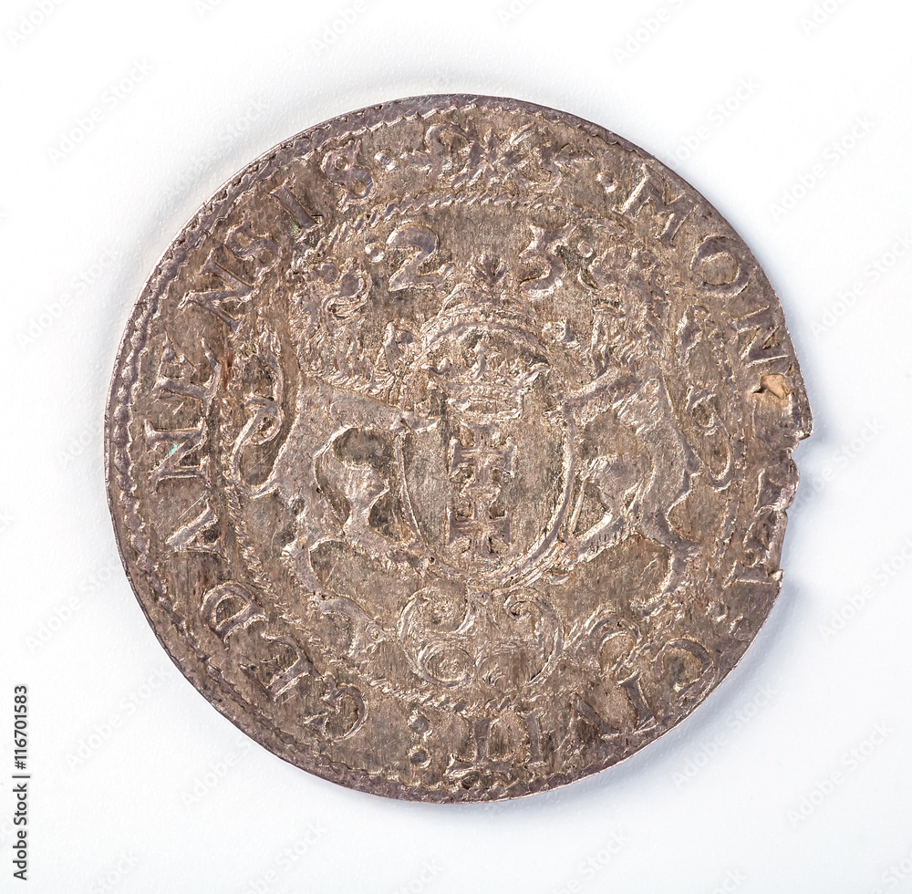 Antique silver Polish coin. King Sigismund III Vasa. Obverse. Is Antique silver Polish coin. King Sigismund III Vasa. Obverse. Is